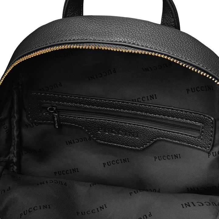 Plecak Dwukomorowy Damski PUCCINI Ze Skóry Ekologicznej Czarny