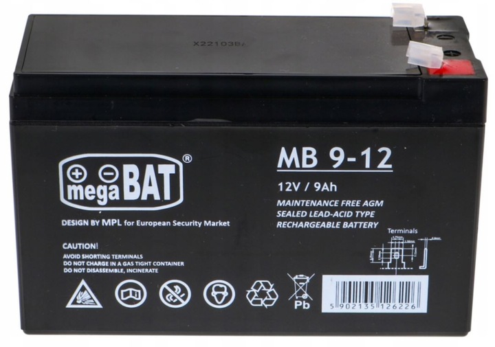 AKUMULATOR bezobsługowy AGM 12V 9Ah megaBAT