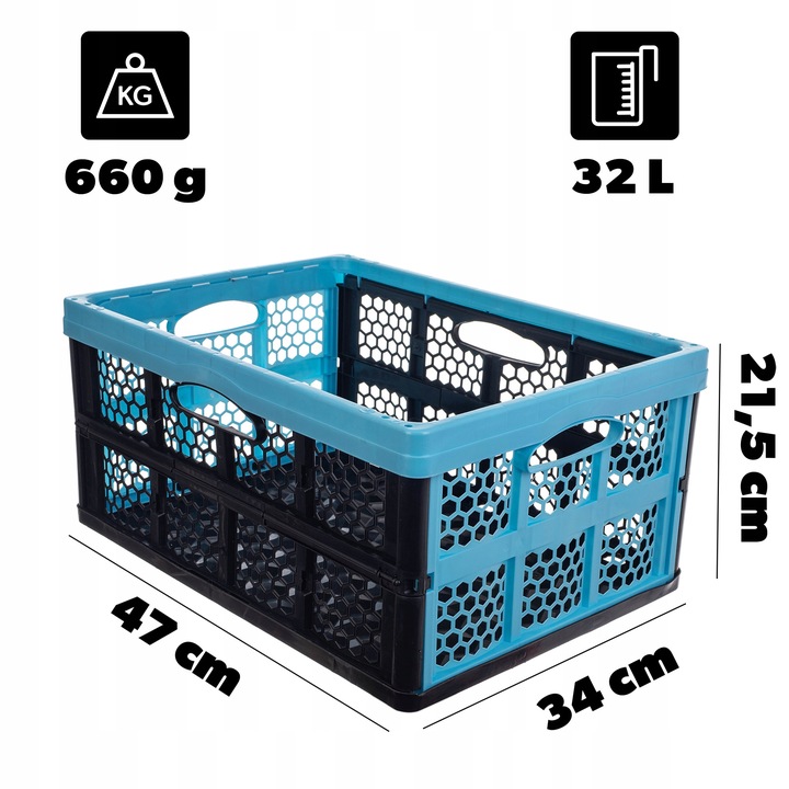 SKRZYNKA SKŁADANA DO BAGAŻNIKA KOSZ ZAKUPY POJEMNIK SKŁADANY 32L DUŻY