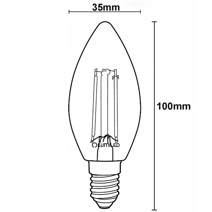 6x Żarówka LED E14 Świeca FILAMENT 7W = 60W Dekoracyjna 3000K LUMILED