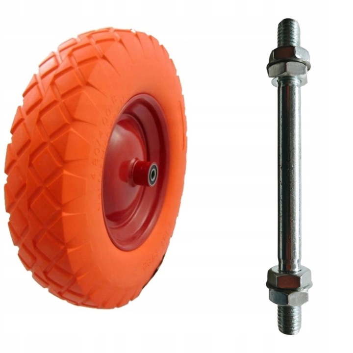 KOŁO DO TACZKI PEŁNE 4.00-8 WÓZKA BEZDĘTKOWE OŚKA POMARAŃCZOWE