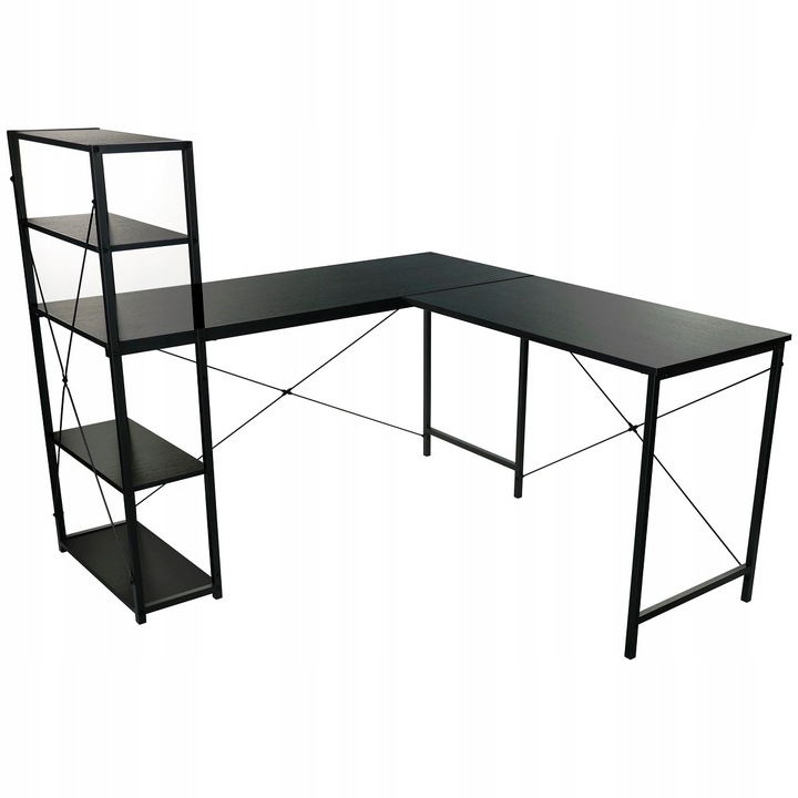 DUŻE BIURKO NAROŻNE KOMPUTEROWE DWUSTRONNE DO BIURA LOFT METALOWE