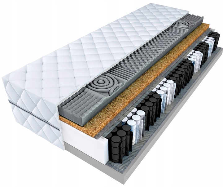 Materac pocket PROFIL 90x200 MASUJĄCY KOKOS H3/H4 - ULGA NA KRĘGOSŁUP!