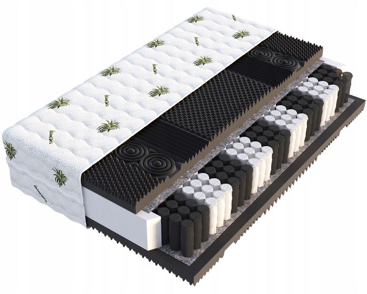 Materac LUX EKO pocket strefowy MASUJĄCY pianka 7cm profilowana 90x200
