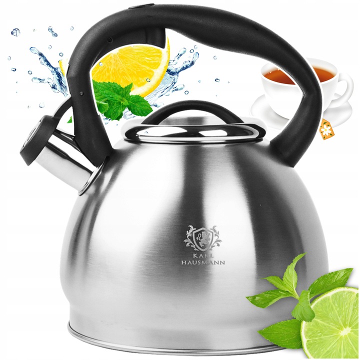 CZAJNIK na GAZ CZAJNIK z GWIZDKIEM POKRYWĄ 3L STAL INDUKCJA SREBRNY