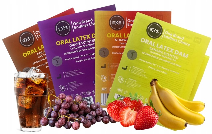 Cienka Chusteczka EXS Koferdamy 4 Smaki Lateksowa Do Seksu Oralnego Owocowe