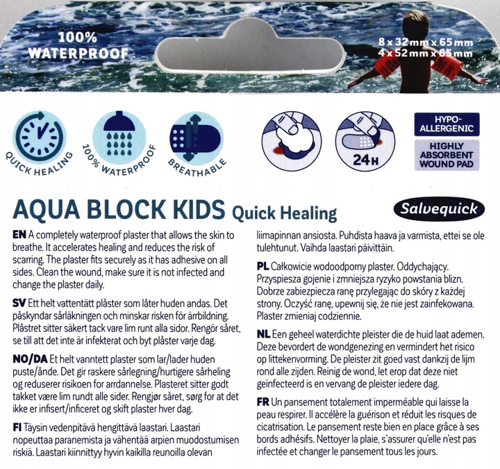 PLASTRY SALVEQUICK AQUA BLOCK (1OPAKOWANIE) 12SZT