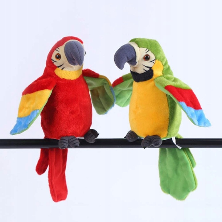 Interaktywna Gadająca Papuga Tańczy Powtarza Zdania Przedrzeźniacz +Baterie