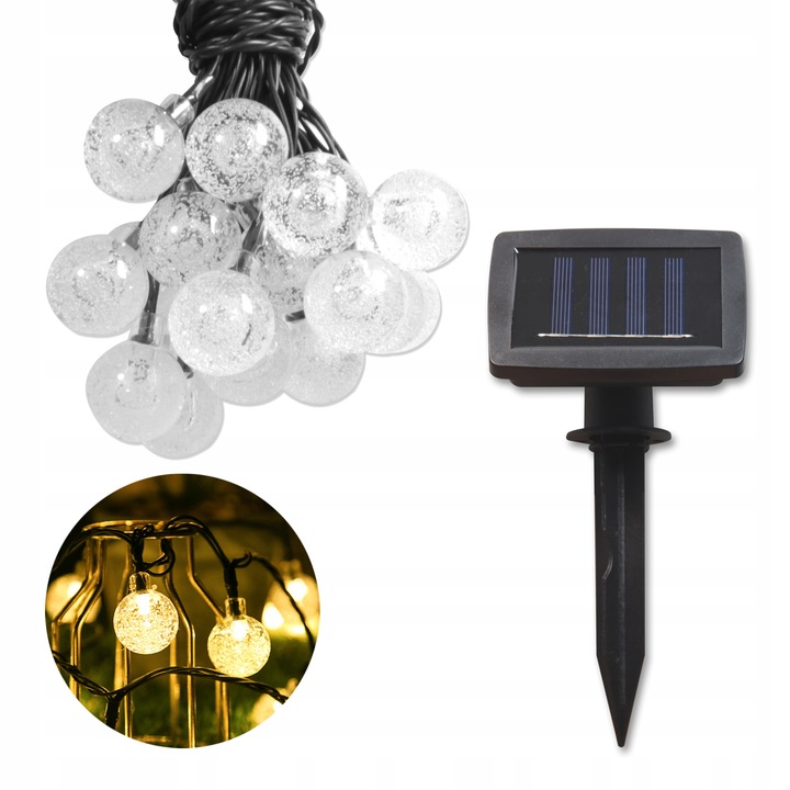 GIRLANDA SOLARNA OGRODOWA KULKI 20 LED
