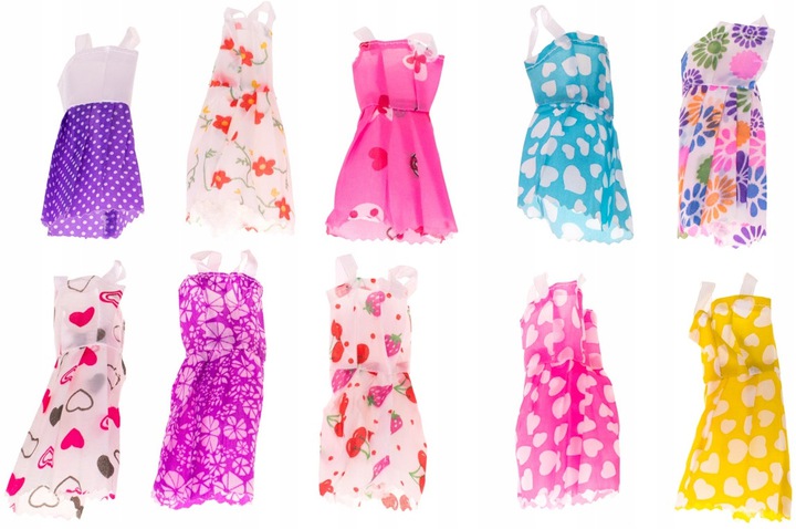 SUKIENKI DLA LALEK + AKCESORIA GADŻETY UBRANKA WÓZEK MEGA ZESTAW 125 SZT