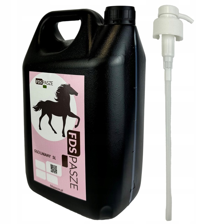 Olej Lniany dla Koni 5 litrów Naturalny Nierafinowany Tłoczony na Zimno FDS