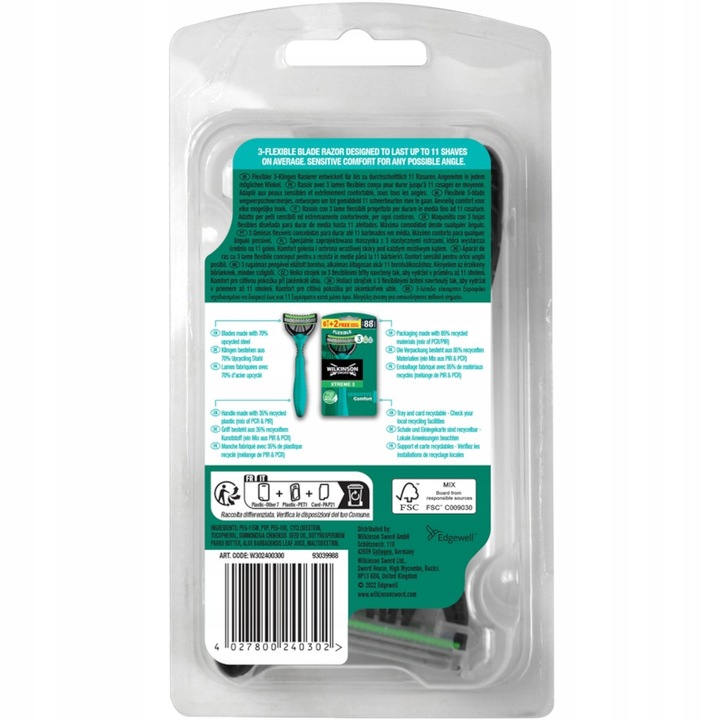 24x Maszynka do Golenia WILKINSON Xtreme 3 Comfort Sensitive