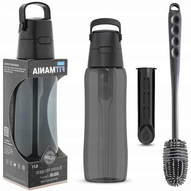 BUTELKA FILTRUJĄCA DAFI SOLID 0,7l CZARNA BARWIONA FITMANIA + SZCZOTKA