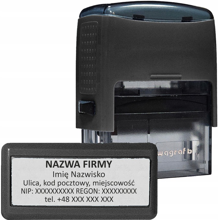 WAGRAF B3 - Pieczątka do 6 wersów - FIRMOWA - 12 kolorów obudowy do wyboru