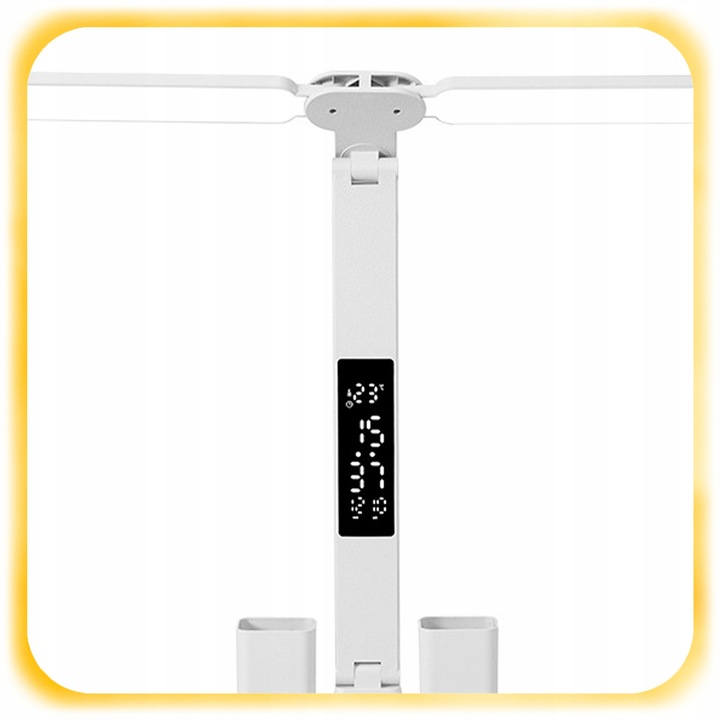 PODWÓJNA LAMPKA BIURKOWA LED Z ORGANIZEREM WYŚWIETLACZEM TEMP ZEGAR