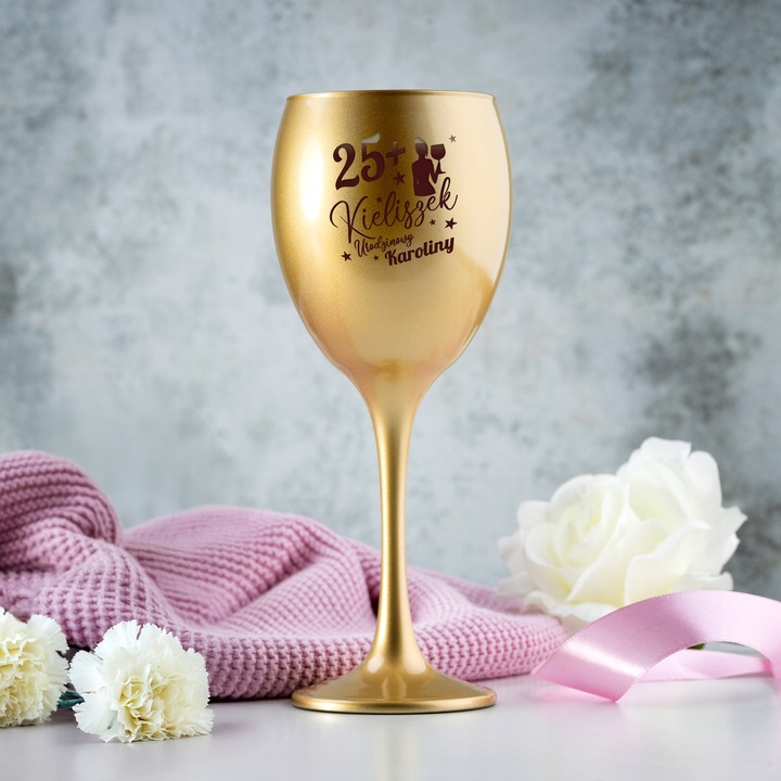 KIELISZEK Z GRAWEREM ZŁOTY PREZENT DLA NIEJ NA URODZINY 18 20 30 40 50