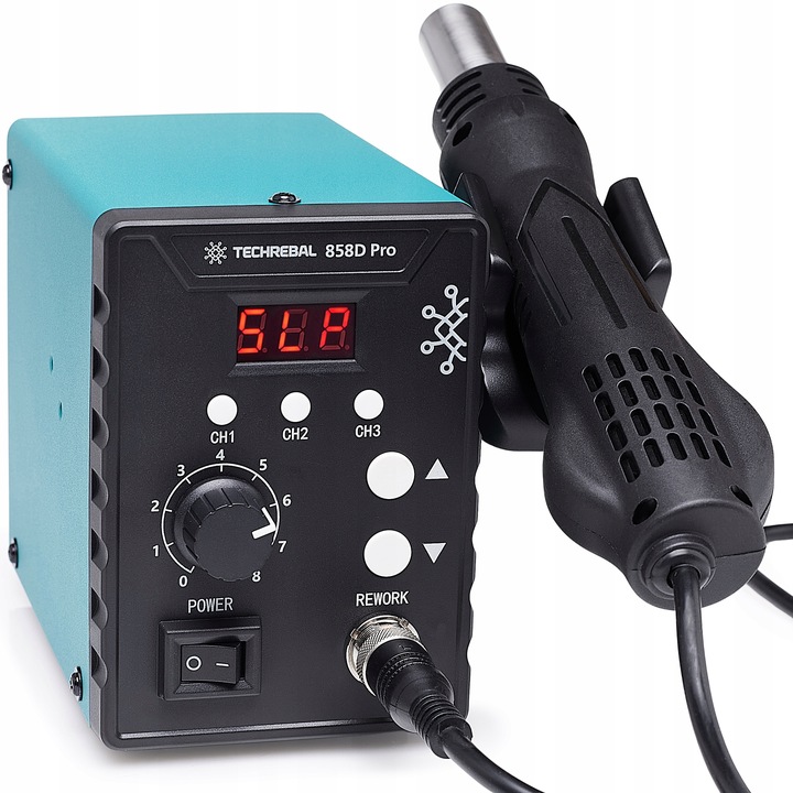 STACJA LUTOWNICZA HOT AIR GORĄCE POWIETRZE TECHREBAL 858D PRO 700W