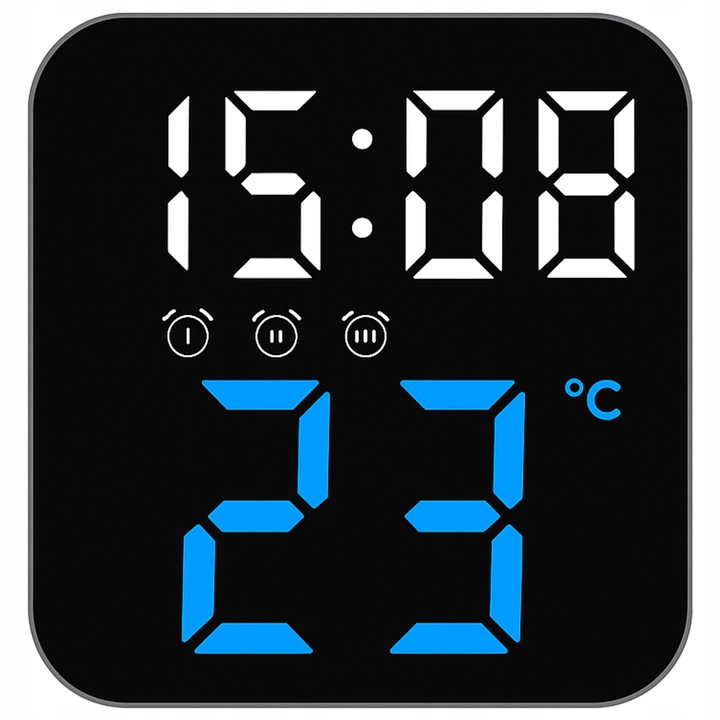 ZEGAR ZEGAREK ELEKTRONICZNY CYFROWY LED STOJĄCY BUDZIK DATA TEMPERATURA