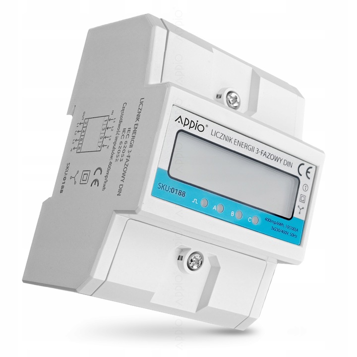 LICZNIK PRĄDU trójfazowy 3 fazy miernik energi na szynę DIN PRECYZYJNY 100A