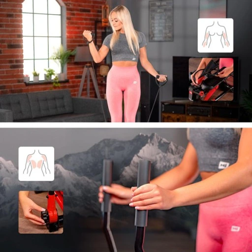 Stepper treningowy skrętny z ramionami nordic walking z linkami i regulacją