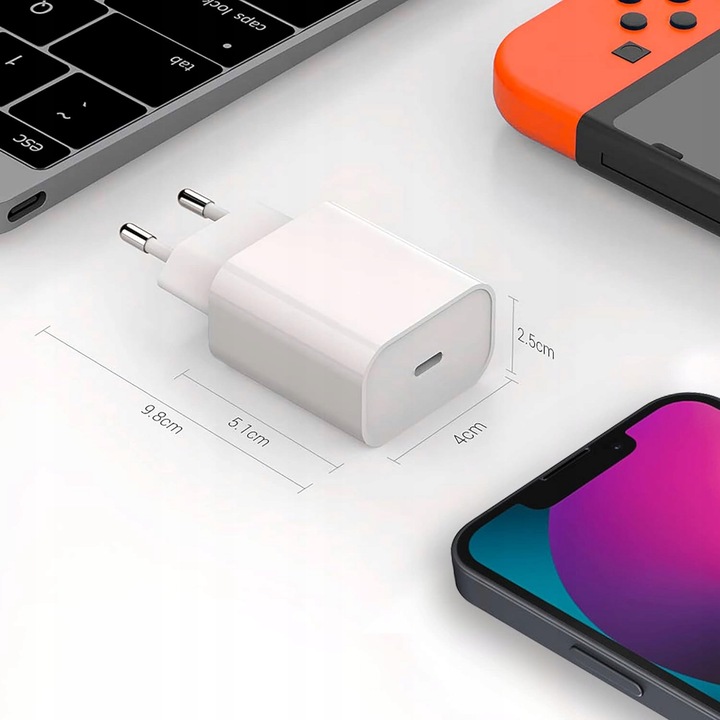 SZYBKA ŁADOWARKA DO IPHONE KOSTKA 20W + KABEL 1M / USB-C - IPHONE LIGHTING