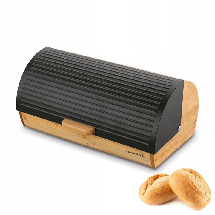 CHLEBAK Bambusowy POJEMNIK CHLEB SOLIDNY LOFTOWY Czarny Konighoffer
