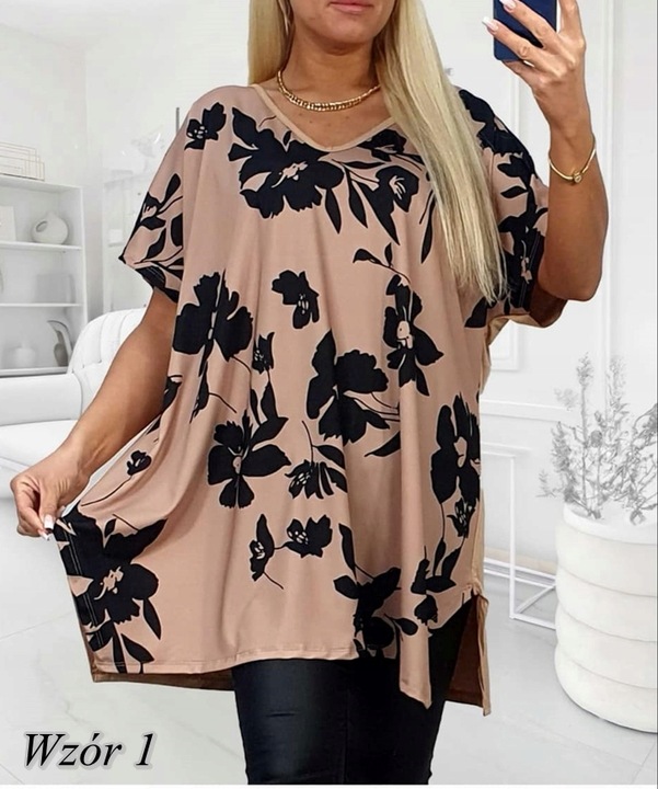 LUŹNA KOBIECA TUNIKA BLUZKA PLUS SIZE V dekolt XL/XXL różne wzory mix 702