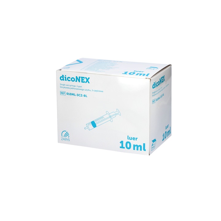 STRZYKAWKI 10ML 3częściowe 100szt. strzykawka iniekcyjna LUER DicoNEX Zarys