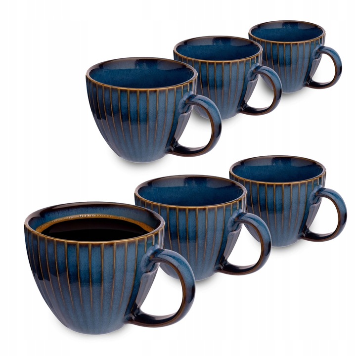 Filiżanki komplet 6 filiżanek do kawy Altom Design Reactive Stripes 450 ml