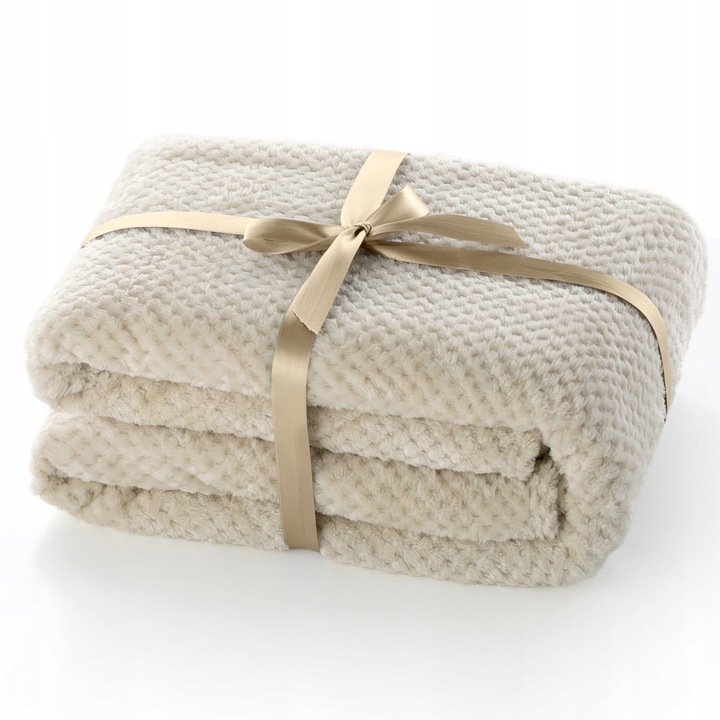 RESTILO Koc narzuta na łóżko 220x240cm c. beż pled narzuta na sofę