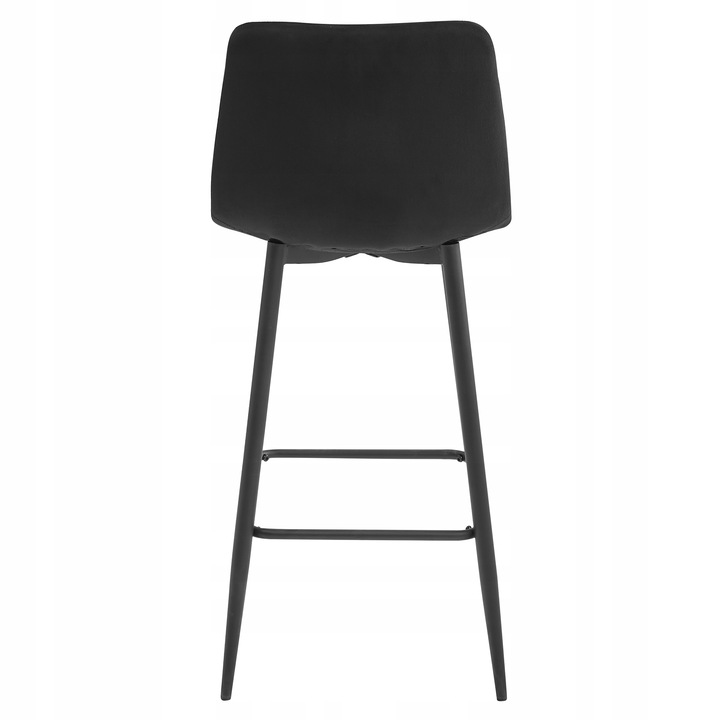 Hoker Krzesło Tapicerowane Barowe Wysokie do Wyspy Welurowe Czarne