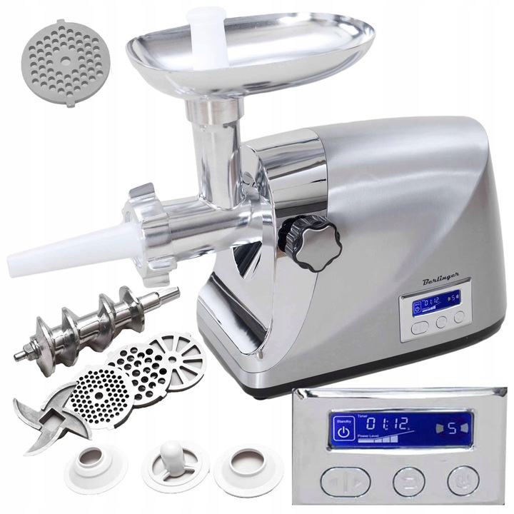 Maszynka do mięsa BERLINGER 2200W metalowa obudowa z regulacją obrotów