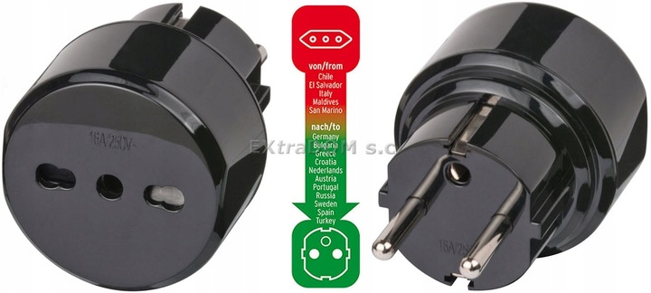 Adapter podróżny, wtyczka Włochy => EURO z uziemieniem Brennenstuhl