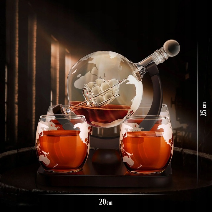 Zestaw do Whisky Karafka Globus 4 Szklanki Prezent dla Taty Faceta