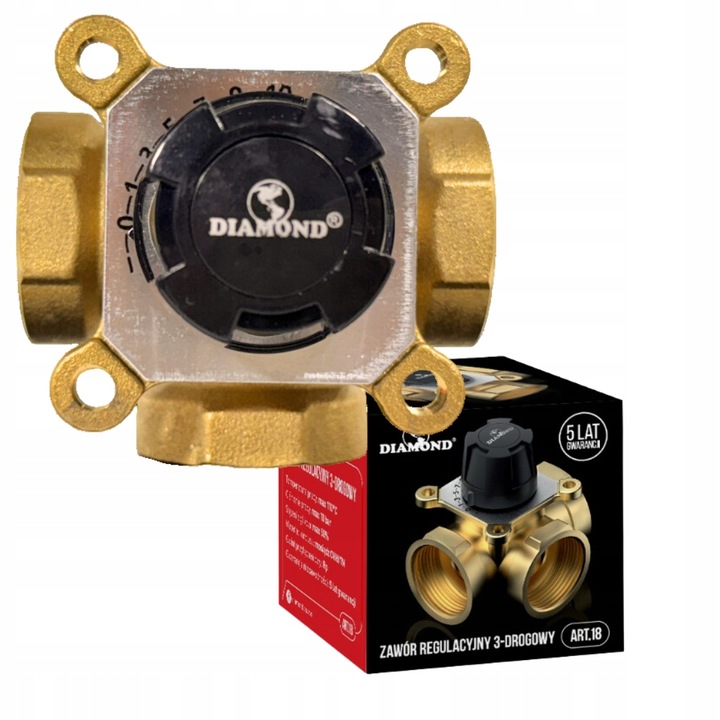 ZAWÓR 3 DROGOWY TRZY DROŻNY MIESZAJĄCY MIESZACZ REGULACYJNY 1" DN25 MOSIĄDZ