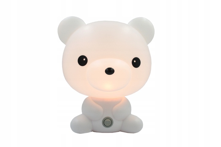 LAMPKA NOCNA DLA DZIECI LED MIŚ BIAŁA DO GNIAZDKA PREZENT