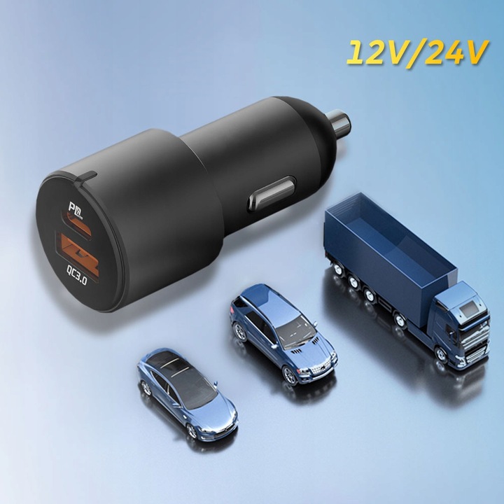 Ładowarka samochodowa do laptopa POLION USB-C USB-A 65W+35W QC3.0 PD 3A