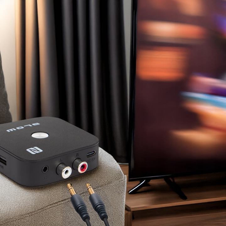 ADAPTER ODBIORNIK DO WIEŻY BLUETOOTH 5.3 NFC AUX RCA USB PILOT ZESTAW