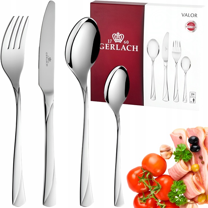 GERLACH ZESTAW SZTUĆCÓW KOMPLET OBIADOWY NA 6 OSÓB VALOR POŁYSK 24 EL