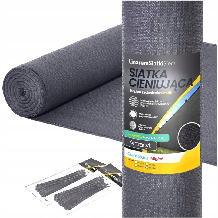 SIATKA CIENIUJĄCA 1,5x50m MASKUJĄCA 90% OSŁONA MATA NA OGRODZENIE PŁOT