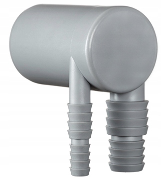 KOŃCÓWKA KĄTOWA PODWÓJNA 50mm Z WYJŚCIEM NA WĄŻ DO PRALKI ZMYWARKI SUSZARKI