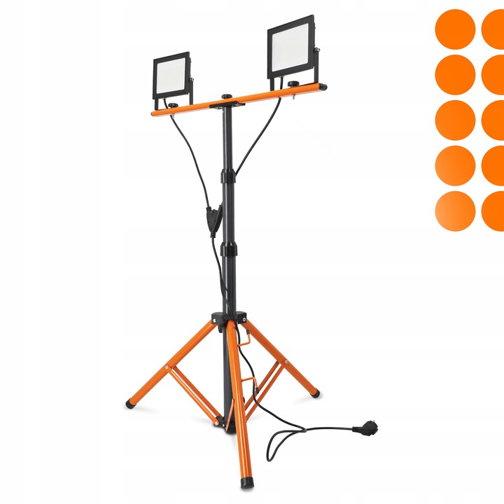 Halogen LED Statyw Budowlany Naświetlacz 2x 50W 11000lm Lampa Na