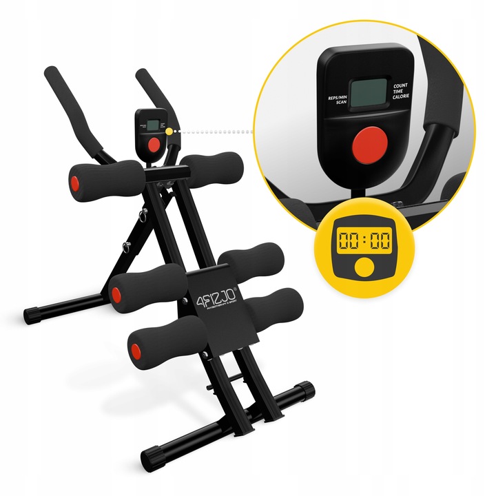 TRENAŻER MIĘŚNI BRZUCHA REGULOWANY SKŁADANY DO ĆWICZEŃ Z LICZNIKIEM 4FIZJO