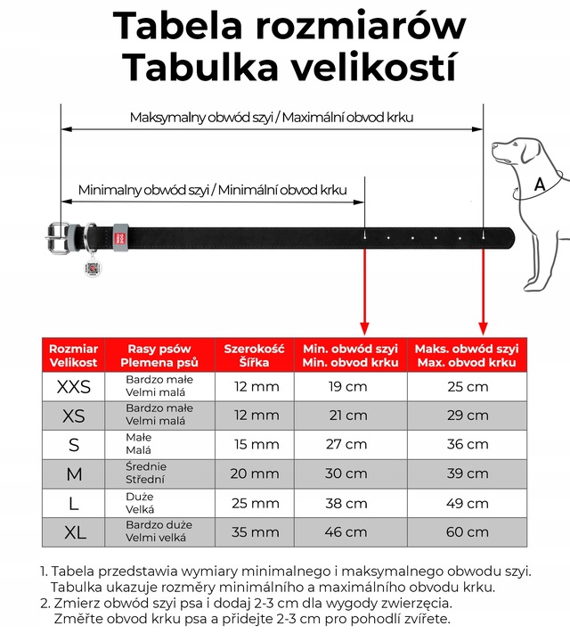Obroża dla psa skórzana WAUDOG Classic z paszportem QR, rozmiar L