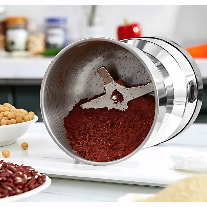 MOCNY MŁYNEK ELEKTRYCZNY DO MIELENIA KAWY ORZECHÓW PRZYPRAW STAL