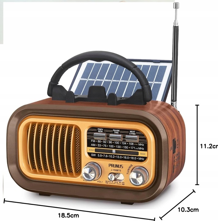 RADIO KUCHENNE RETRO KLASYCZNE AM FM SW BLUETOOTH SD TF AUX SOLAR