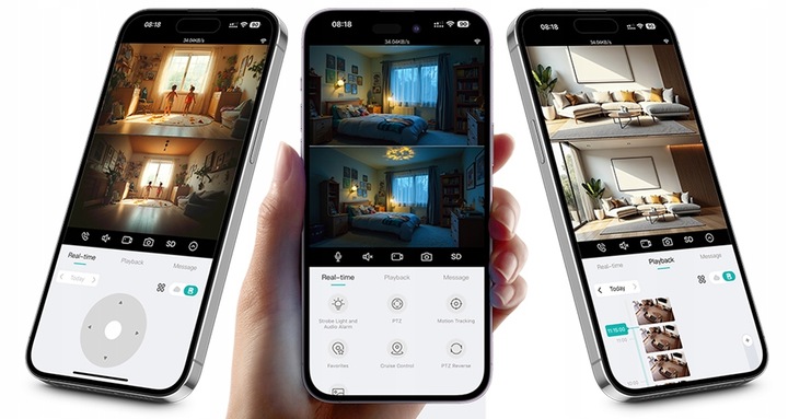 OBROTOWA KAMERA IP WIFI WEWNĘTRZNA NIANIA ELEKTRONICZNA DWA OBIEKTYWY 4MPx