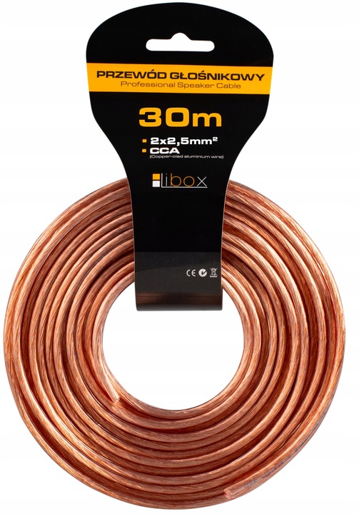 KABEL PRZEWÓD GŁOŚNIKOWY DWUŻYŁOWY PROFESJONALNY AUDIO HQ 2x2,5mm 30m