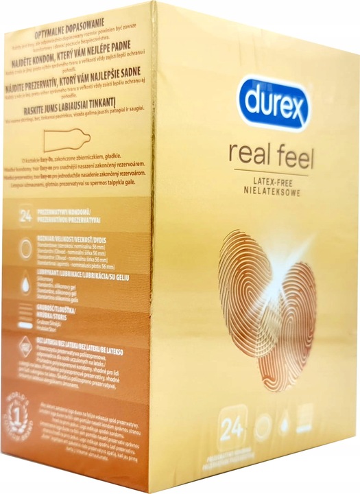 Prezerwatywy Durex REAL FEEL bez lateksu klasyczne nawilżane 24 szt.