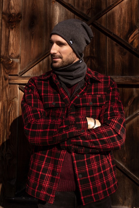 Komplet męski na POLARZE czapka + komin Grafitowy